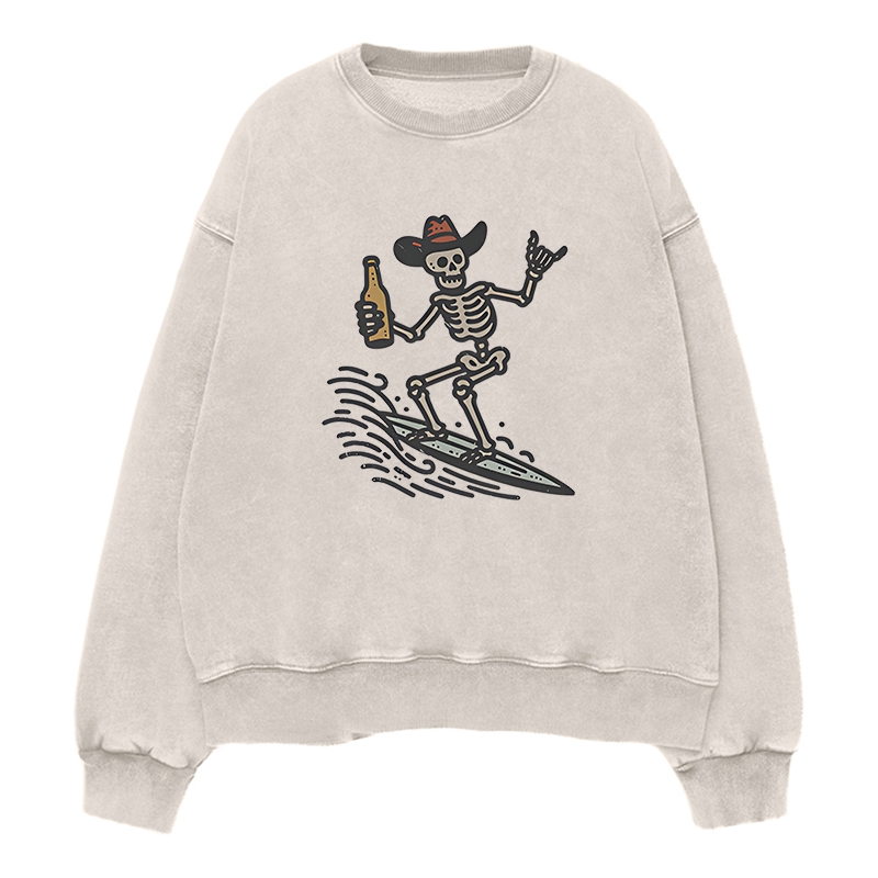 Vintage Surfer Skeleton Unisex Crewneck Sweatshirt