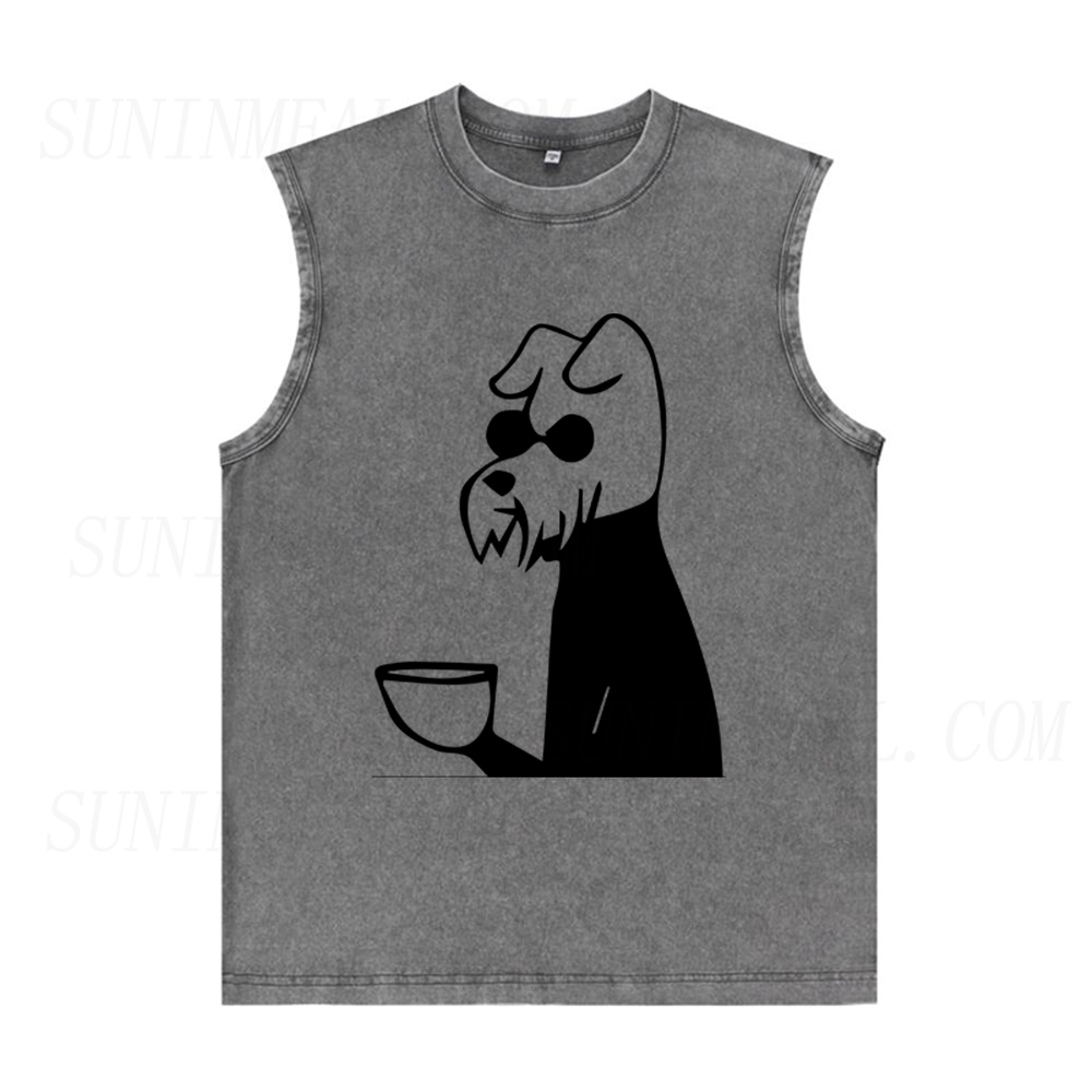 Dog Drinking A Cup of Coffee Unisex Tank Top