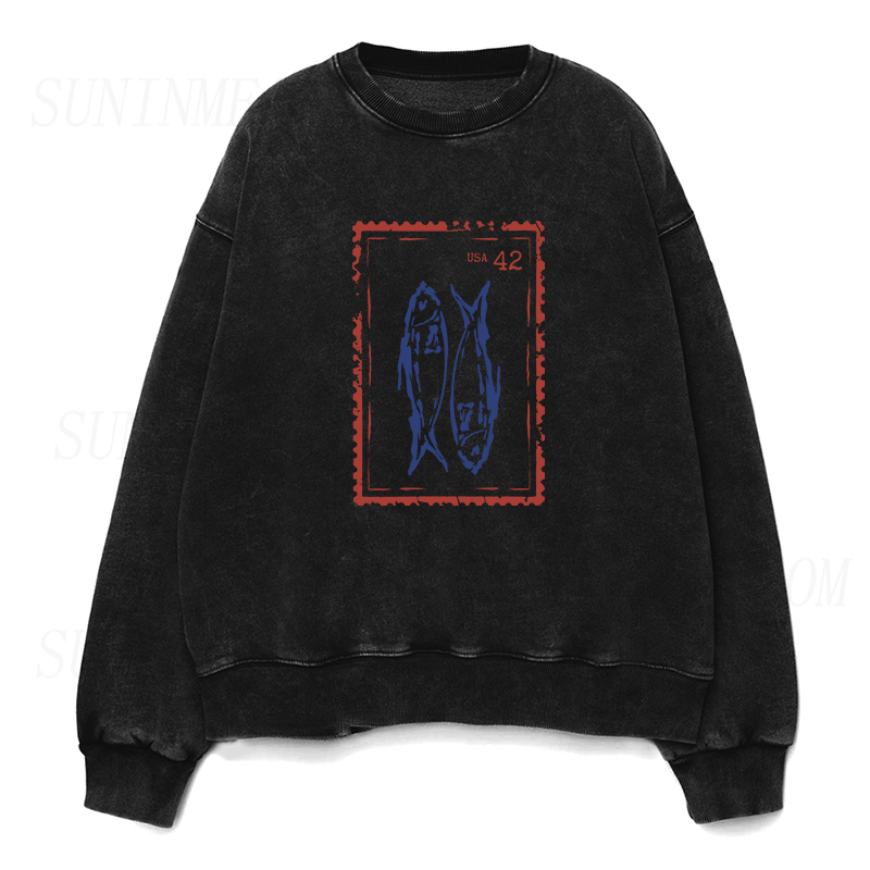 Fish Vintage Stamp Unisex Crewneck Sweatshirt