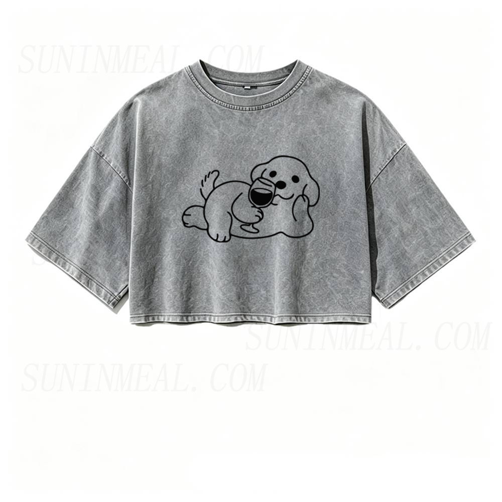 Wine Dog Oversized Crop Tee