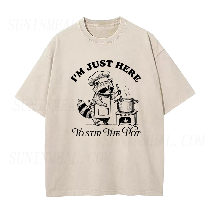 Im Just Here To Stir The Pot Raccoon Chef Unisex Tee
