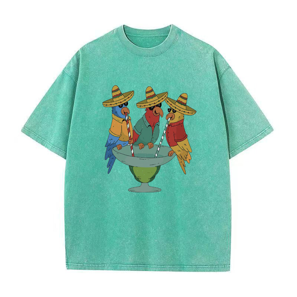 Parrots Drinking Margarita Unisex Tee