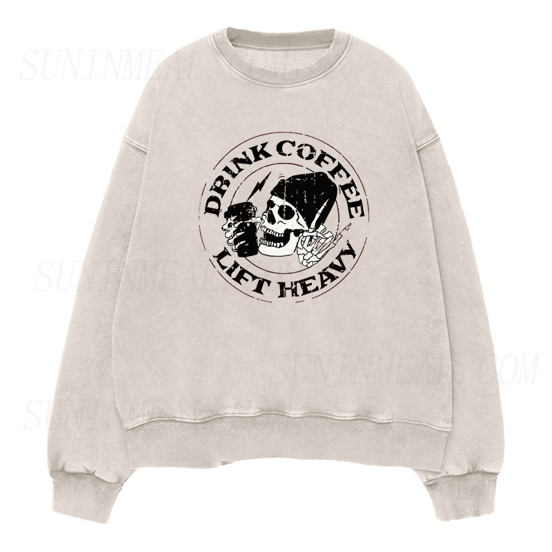 Drink Coffee Lift Heavy Unisex Crewneck Sweatshirt