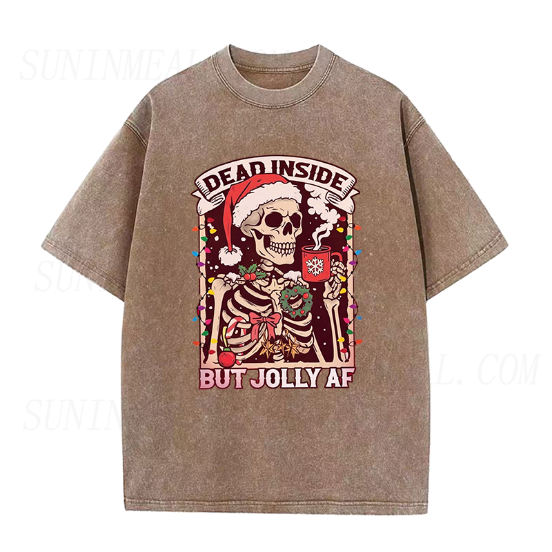 Dead Inside Skeleton Coffee Christmas Unisex Tee