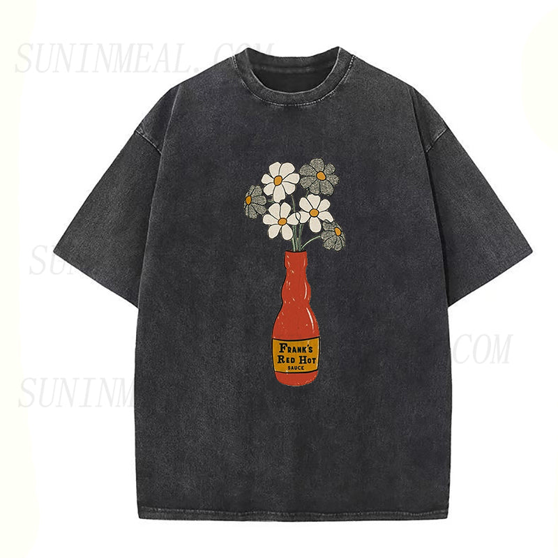 Hot Sauce Vase with Flowers Unisex Tee