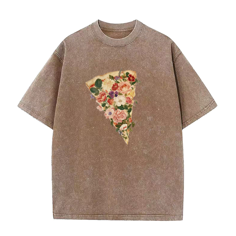 Pretty Floral Pizza Unisex Tee