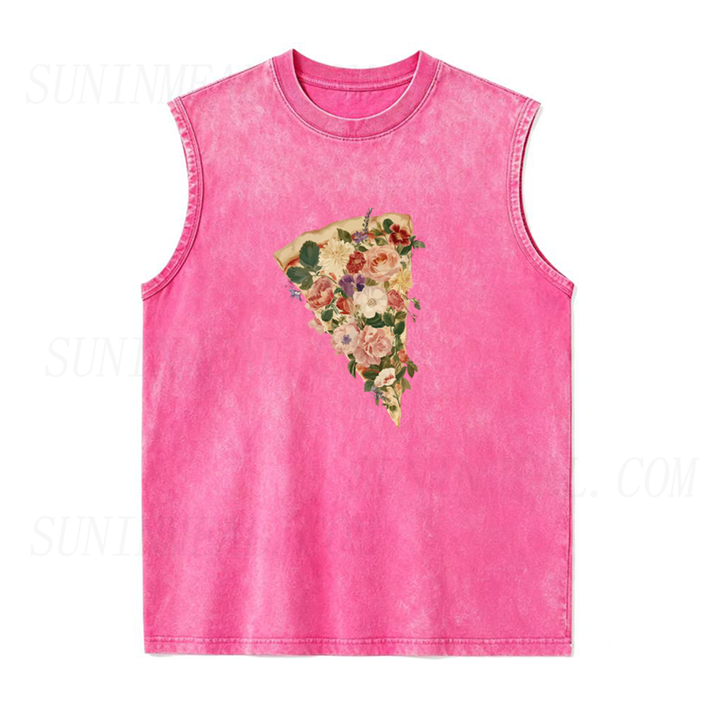 Pretty Floral Pizza Unisex Tank Top