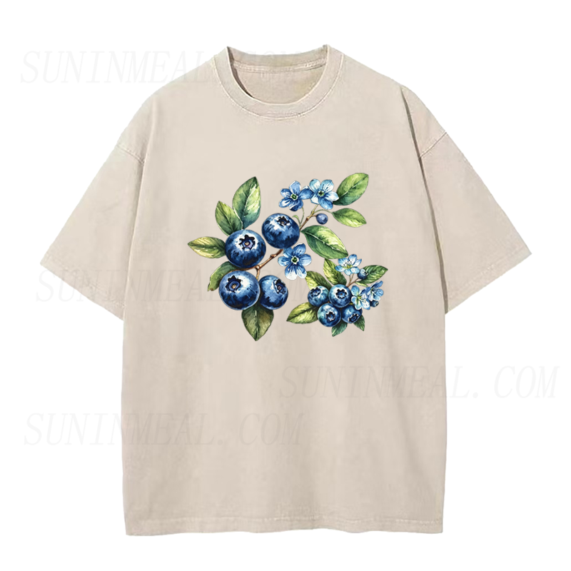 Watercolor Blueberry Branch Floral Unisex Tee