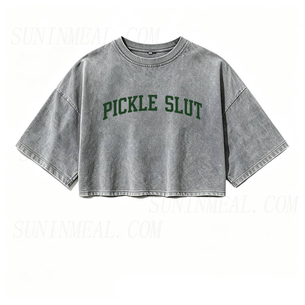 Pickle Lover Oversized Crop Tee