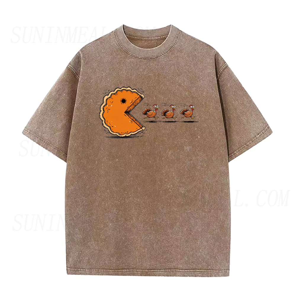 Funny Pumpkin Pie Chasing Turkeys Unisex Tee