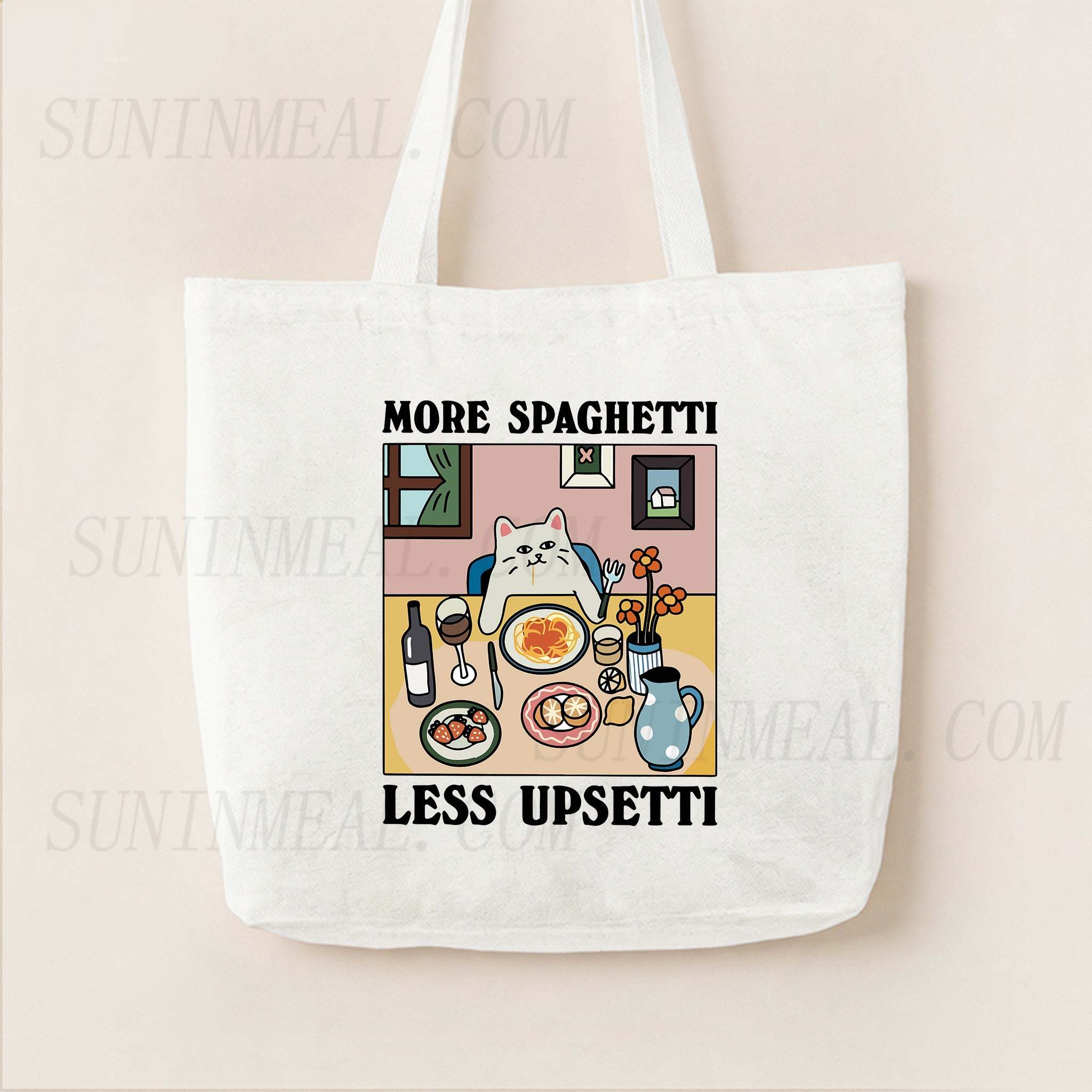 More Spaghetti Less Upsetti Canvas Tote Bag