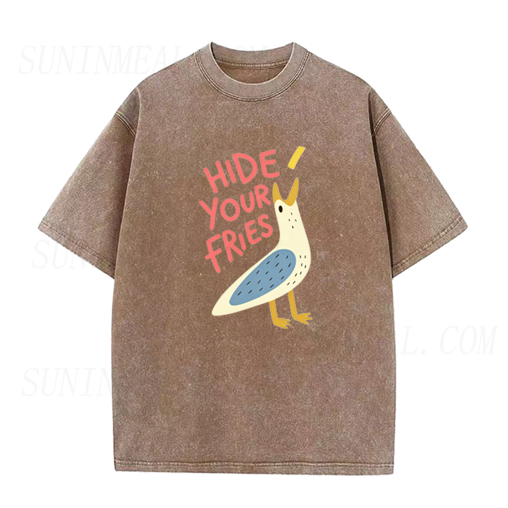 Hide Your Fries Funny Seagull Unisex Tee