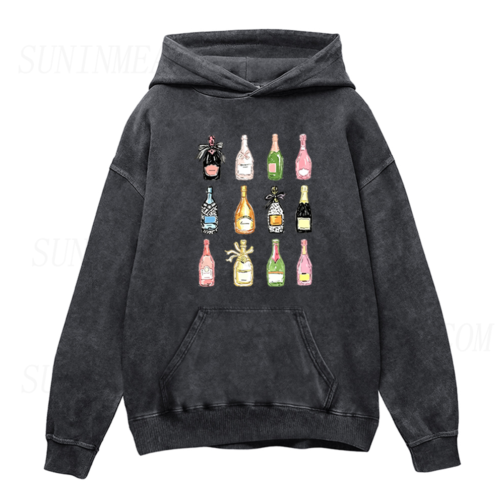 Retro Champagne Bottles Unisex Hoodie