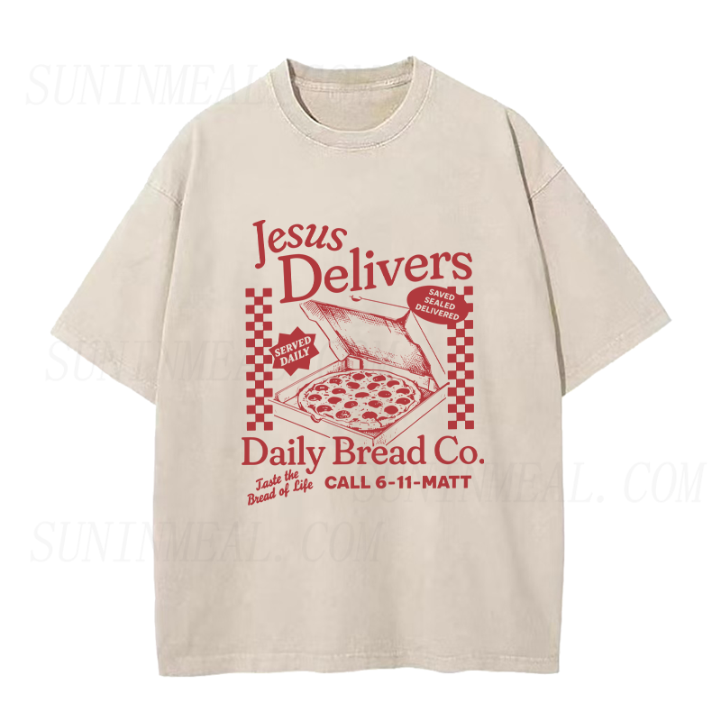 Jesus Delivers Pizza Christian Unisex Tee