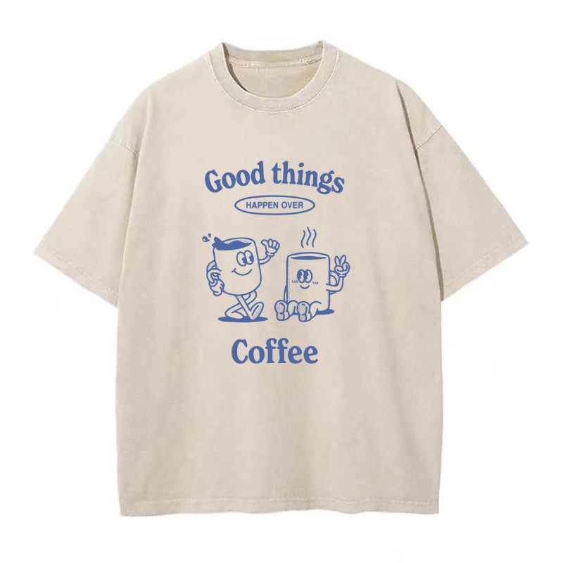 コーヒーバイブスで良いことが起こるユニセックスTシャツ