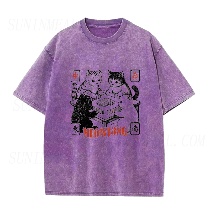 Cats Playing Mahjong Unisex Tee