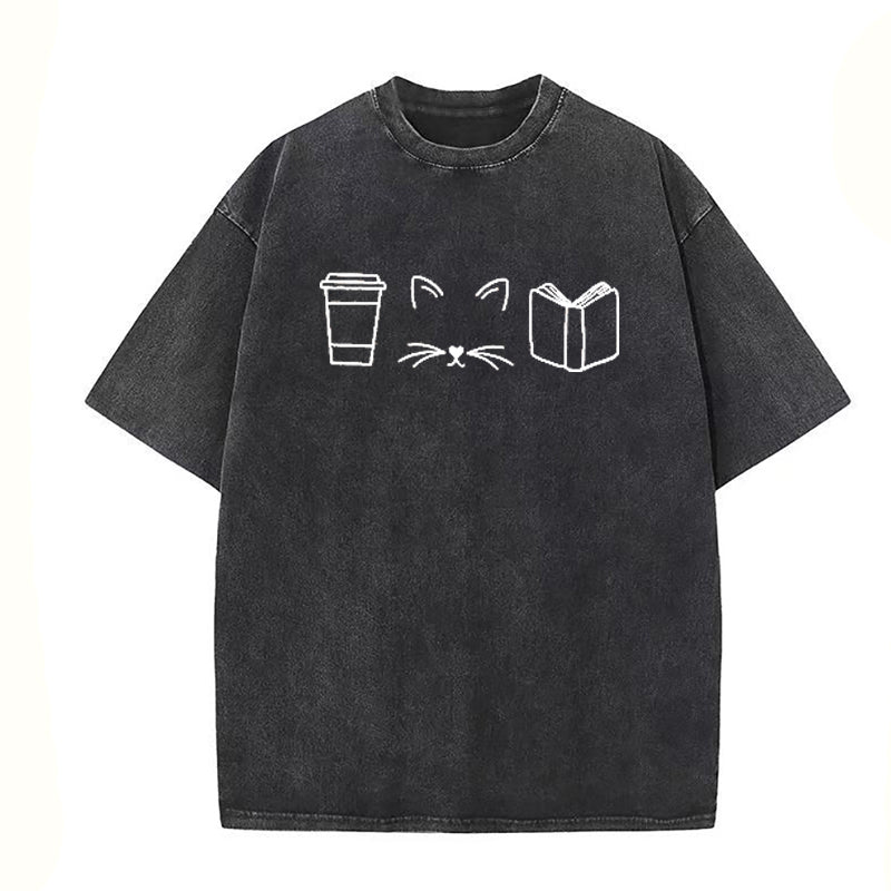 Cats Coffee Books Unisex Tee