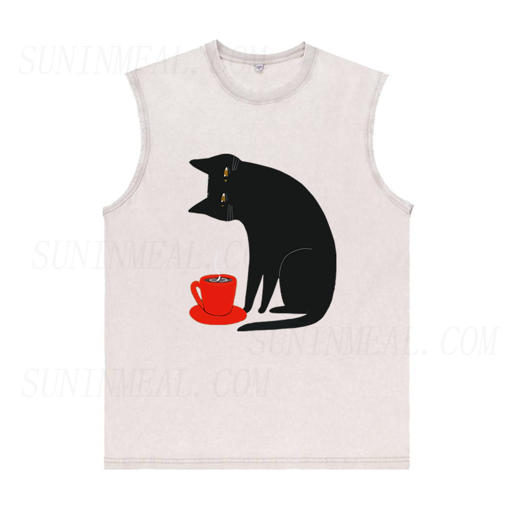 Black Cat Red Cup Unisex Tank Top