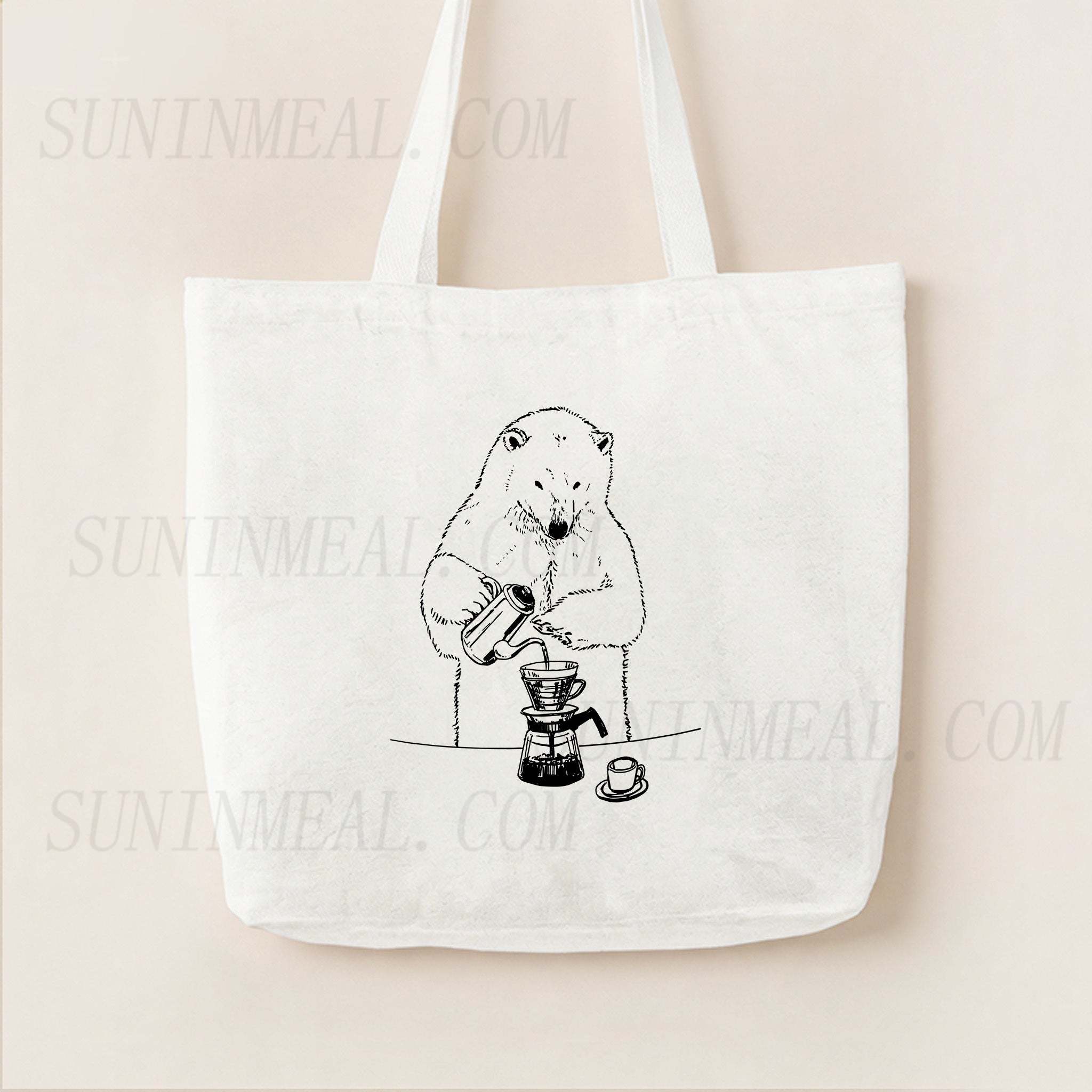 Polar Bear Is Brewing Coffee Canvas Tote Bag
