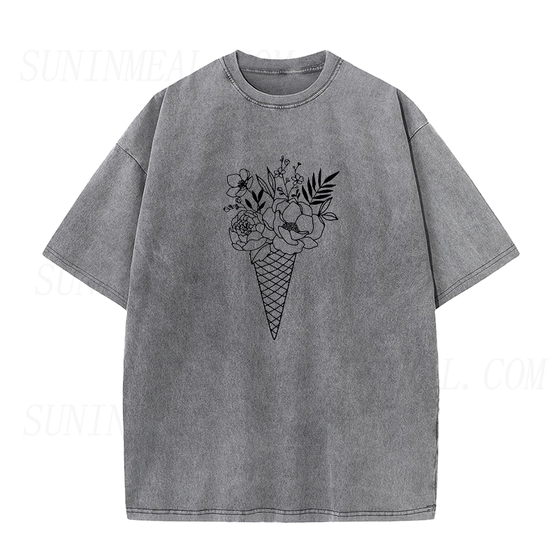 Floral Ice Cream Cone Unisex Tee