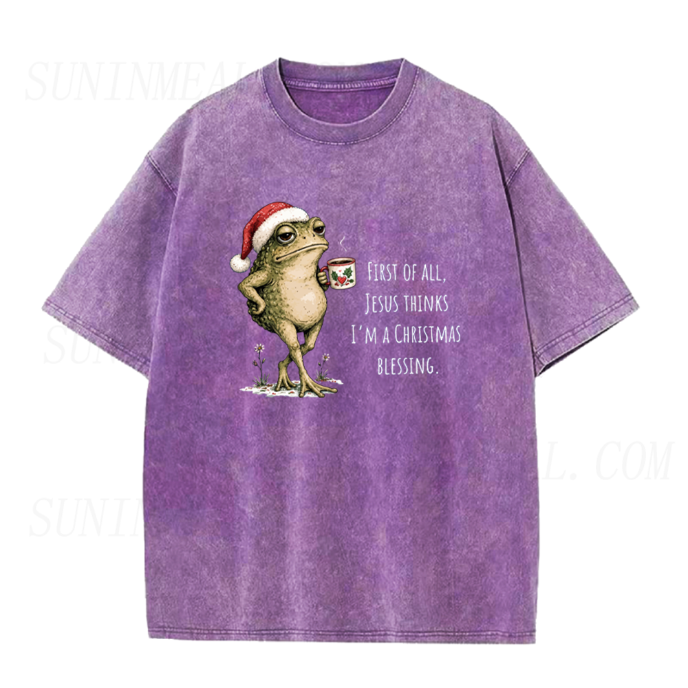 Funny Christmas Frog With Coffee Unisex Tee