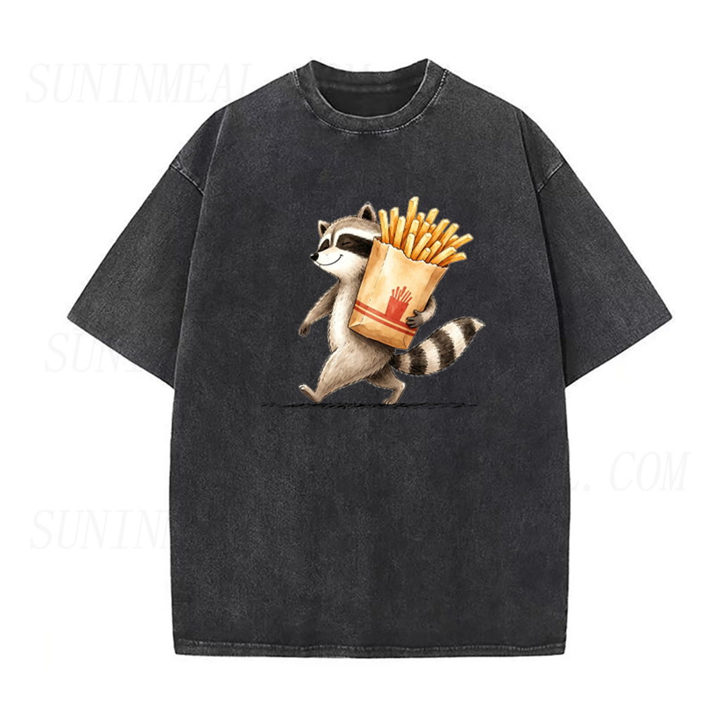 Happy Raccoon With French Fries Unisex Tee