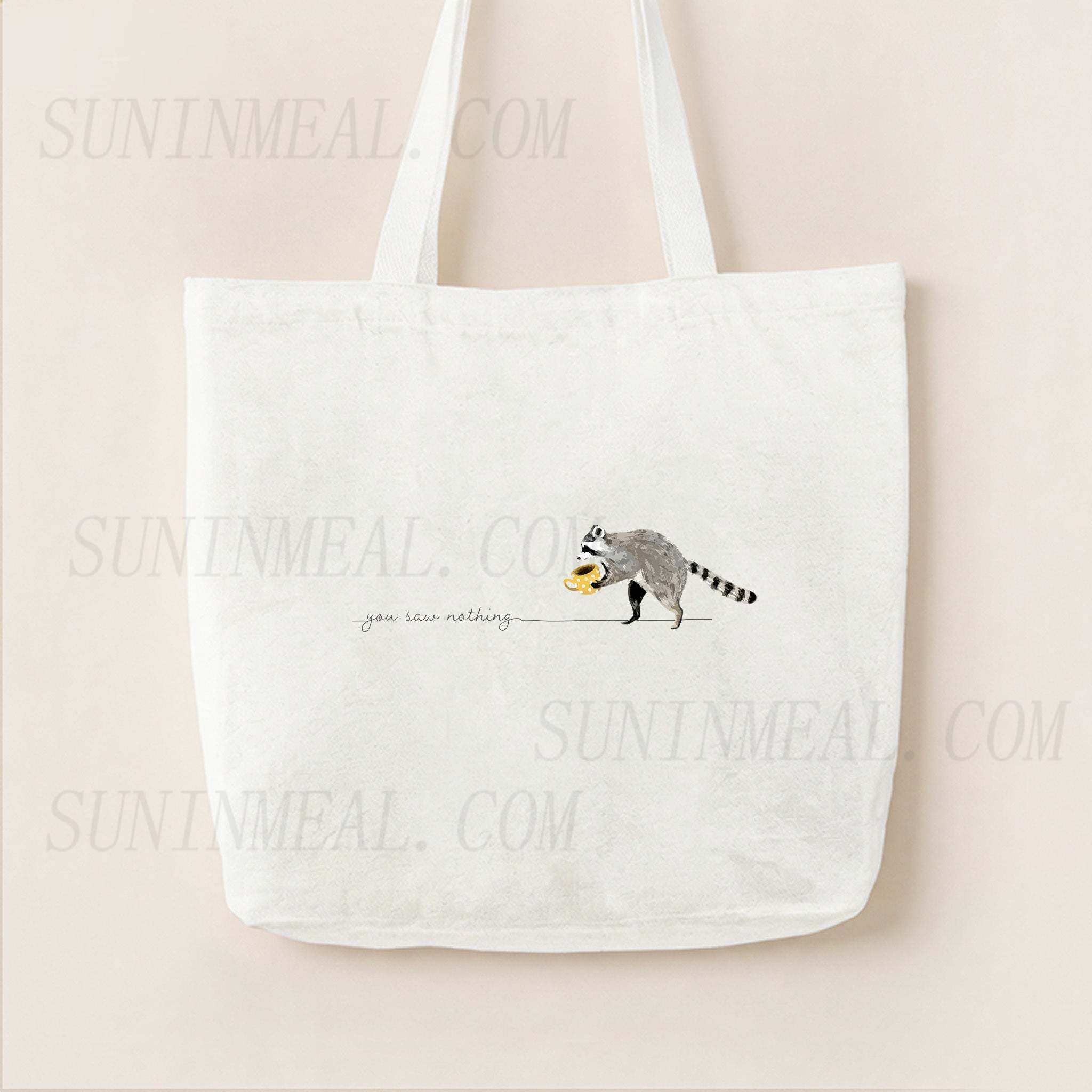 You Saw Nothing Raccoon Coffee Canvas Tote Bag