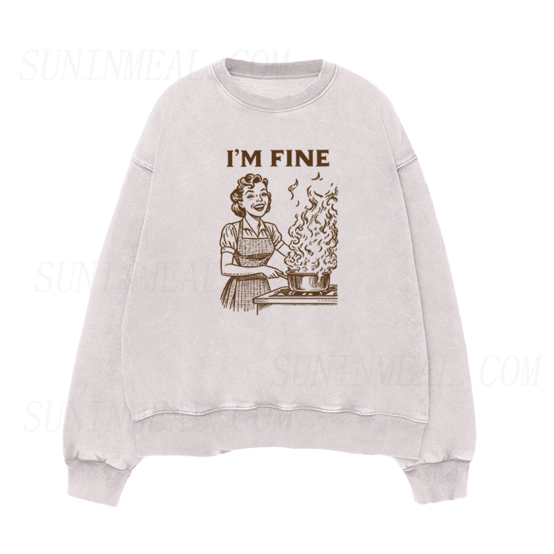 I'M FINE Cooking Unisex Crewneck Sweatshirt