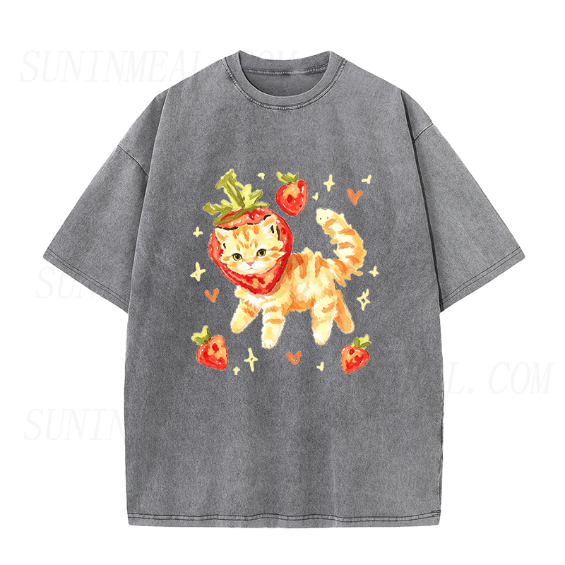 Strawberry Cat Unisex Tee