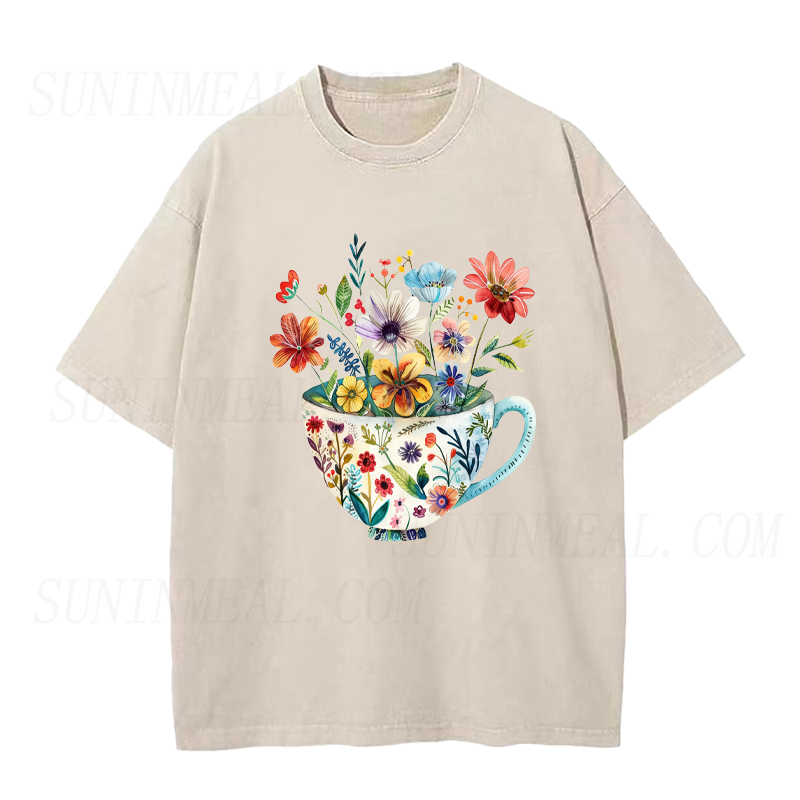Floral Tea Cup Unisex Tee