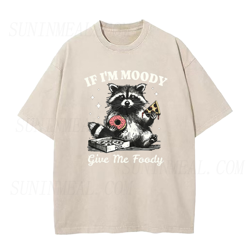 Retro Raccoon If I'm Moody Give Me Foody Tee