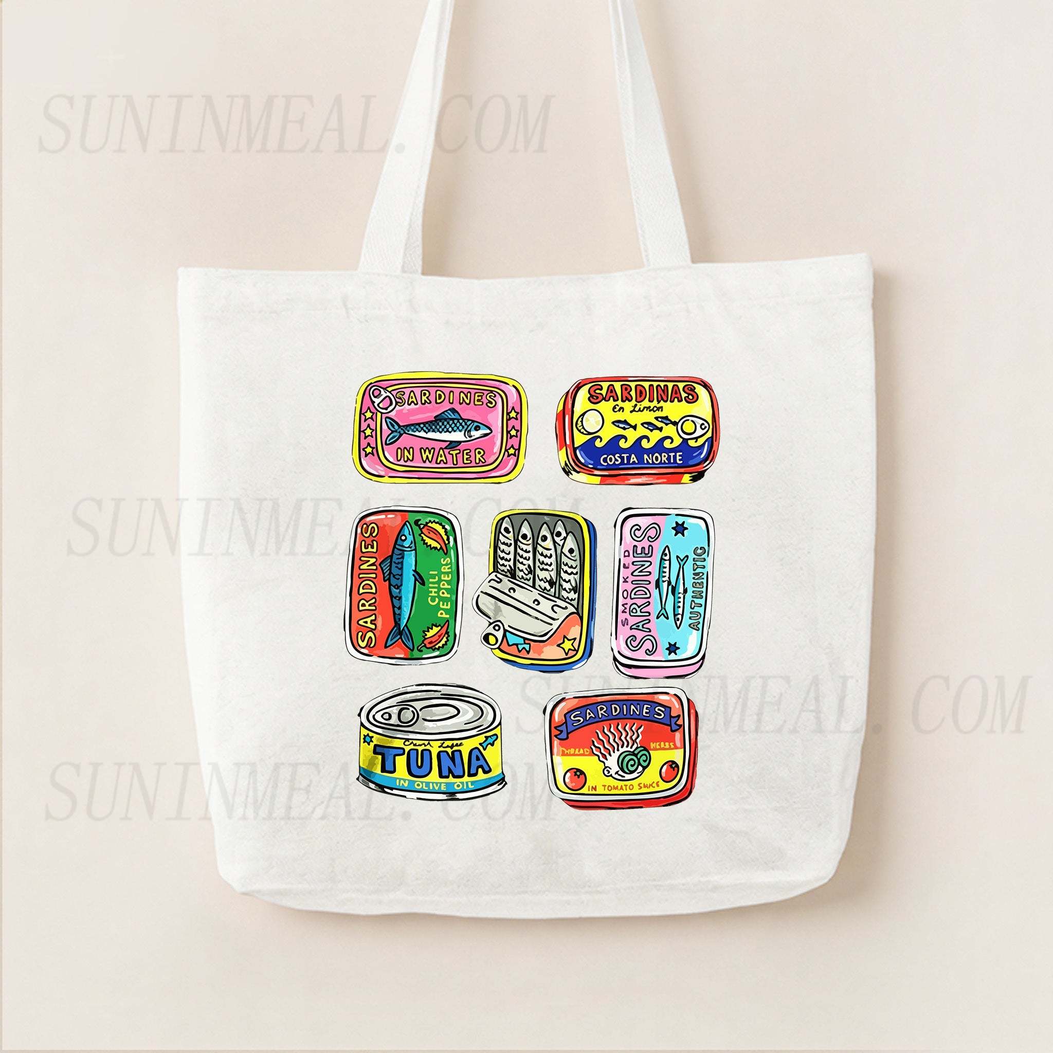 Vintage Sardine Cans Canvas Tote Bag