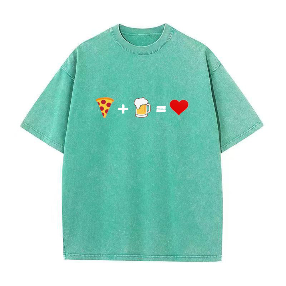 ピザとビールが大好きユニセックスTシャツ
