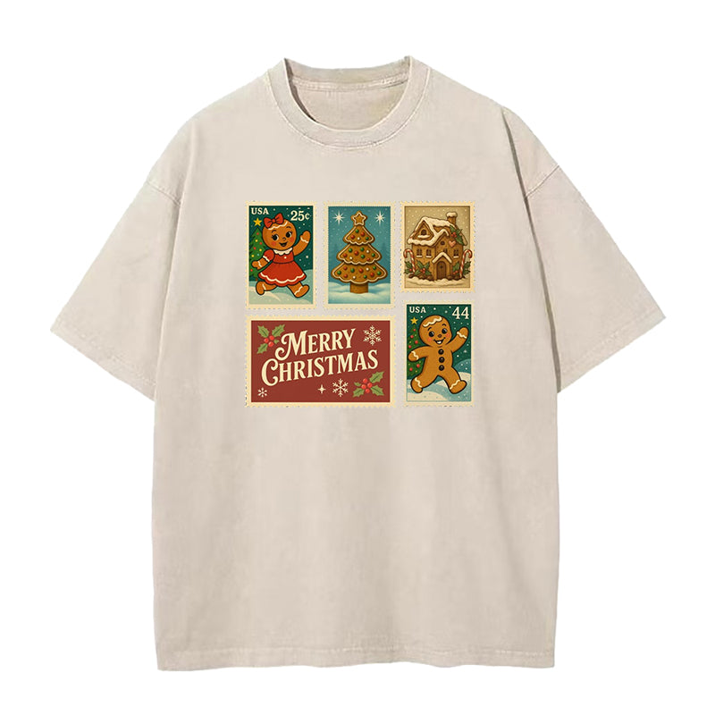 Christmas Gingerbread Postage Stamp Unisex Tee