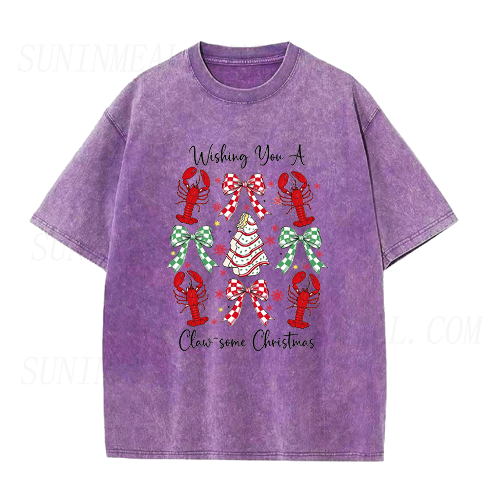 Claw-some Christmas Lobster Coquette Bow Unisex Tee