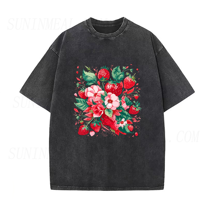 Strawberry & Floral Bouquet Unisex Tee