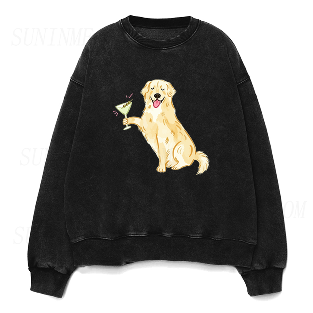 Golden Retriever Martini Unisex Crewneck Sweatshirt