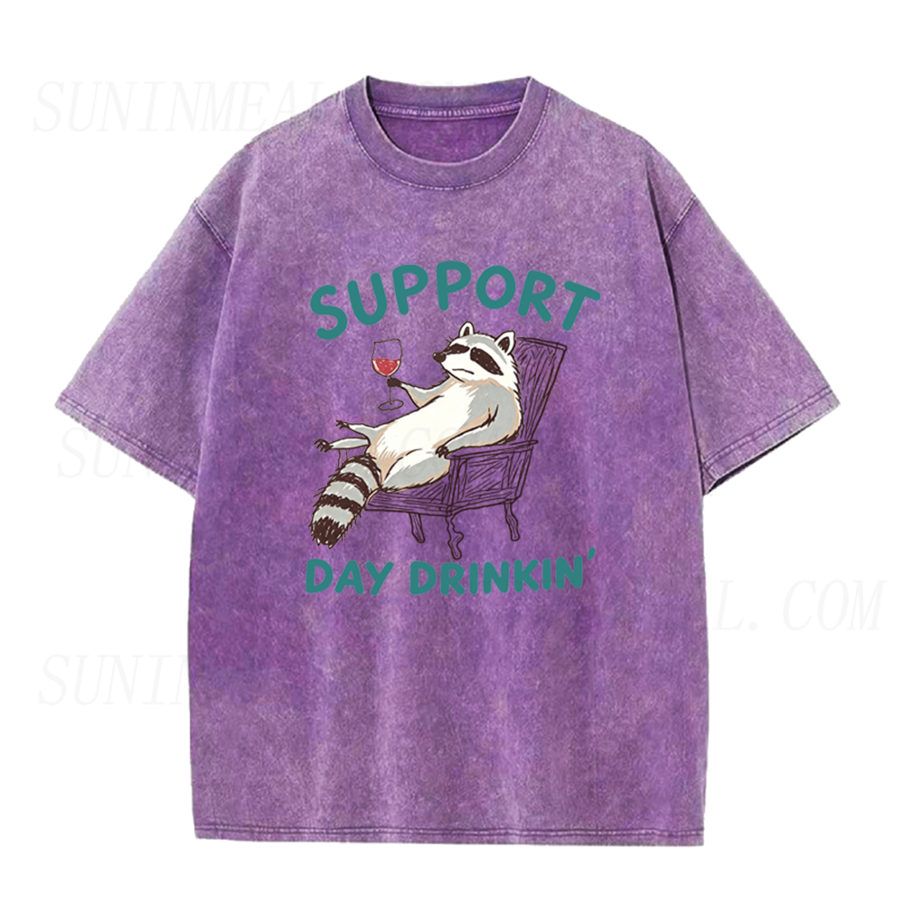 Support Day Drinkin Raccoon Unisex Tee