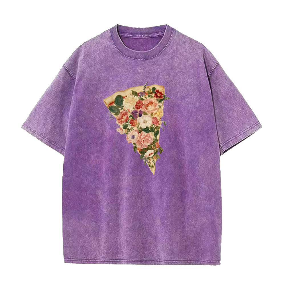 Pretty Floral Pizza Unisex Tee