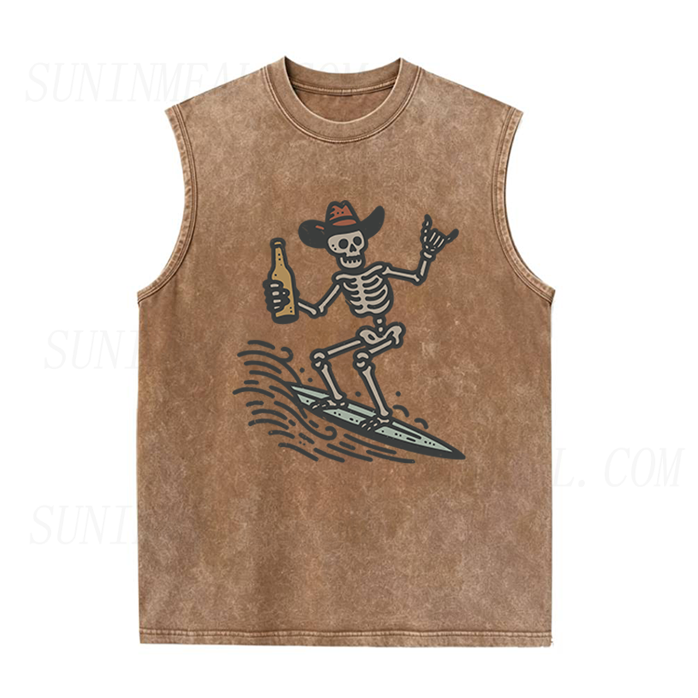 Vintage Surfer Skeleton Unisex Tank Top