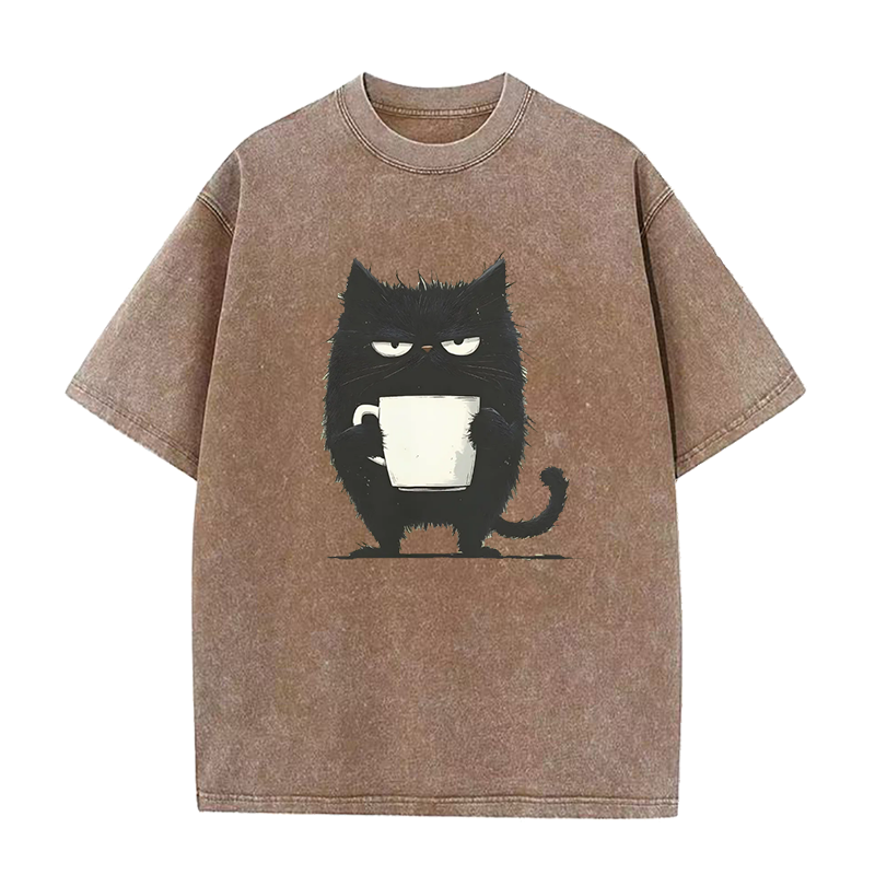 Funny Black Cat Coffee Unisex Tee