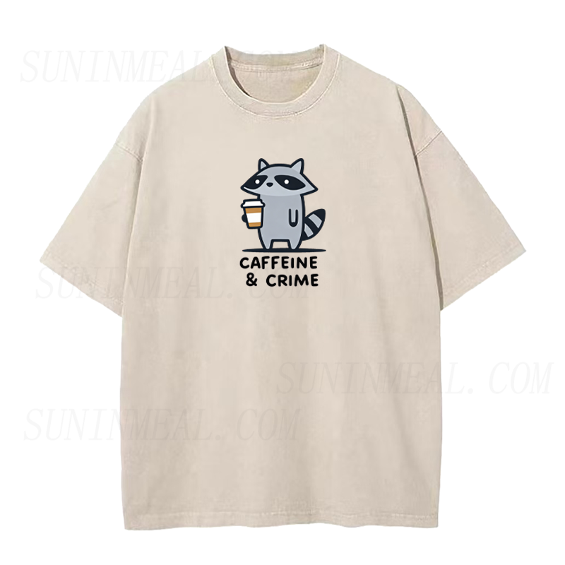 Caffeine and Crime Raccoon Tee