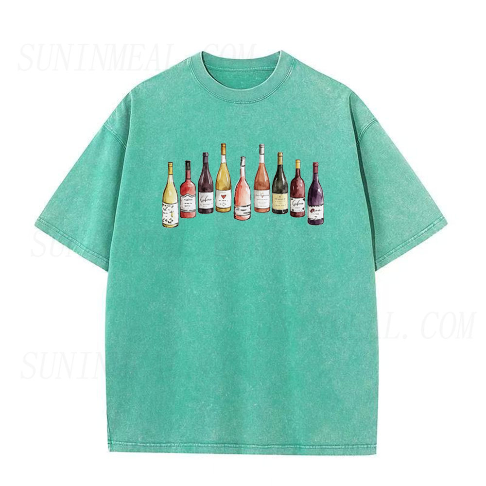 Watercolor Wine Bottles Graphic Unisex Tee
