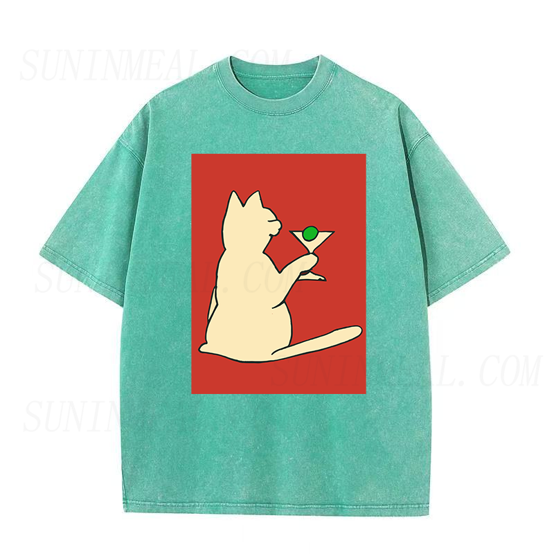 Red Cat with Martini unisex Tee