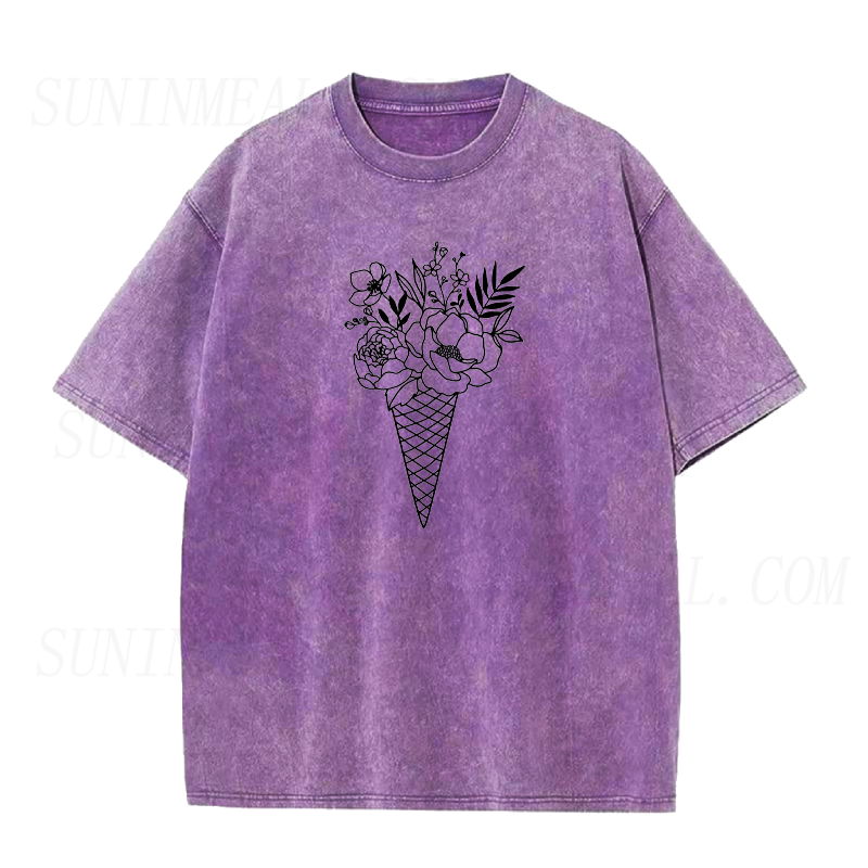 Floral Ice Cream Cone Unisex Tee