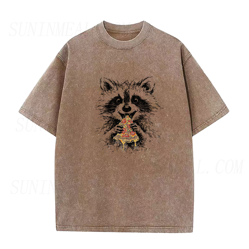 Raccoon Eating Pizza Unisex Tee