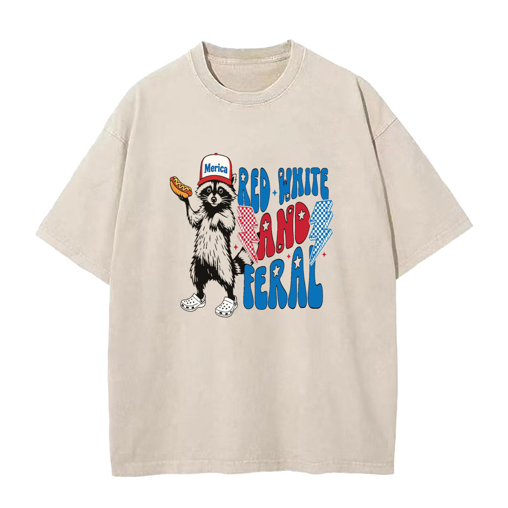 Red White and Feral 4th of July Unisex Tee