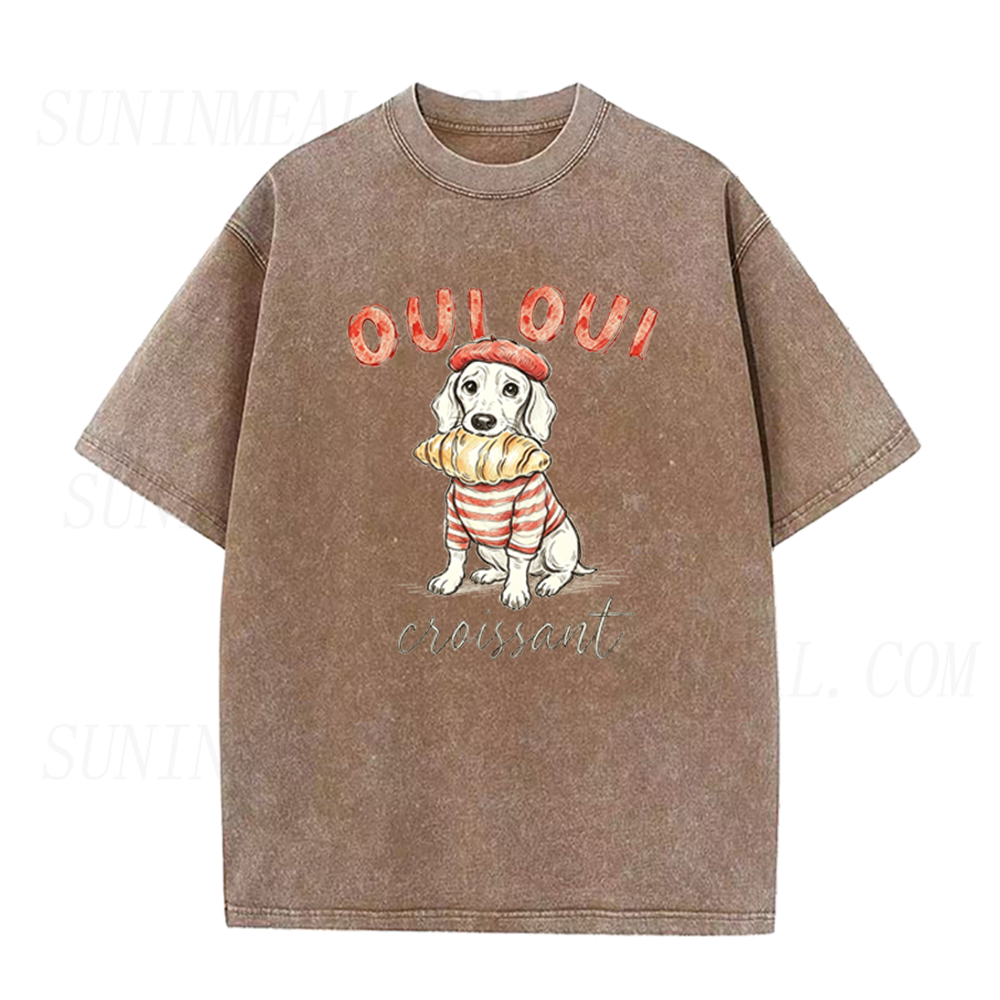 Oui Oui Dog & Croissant Unisex Tee