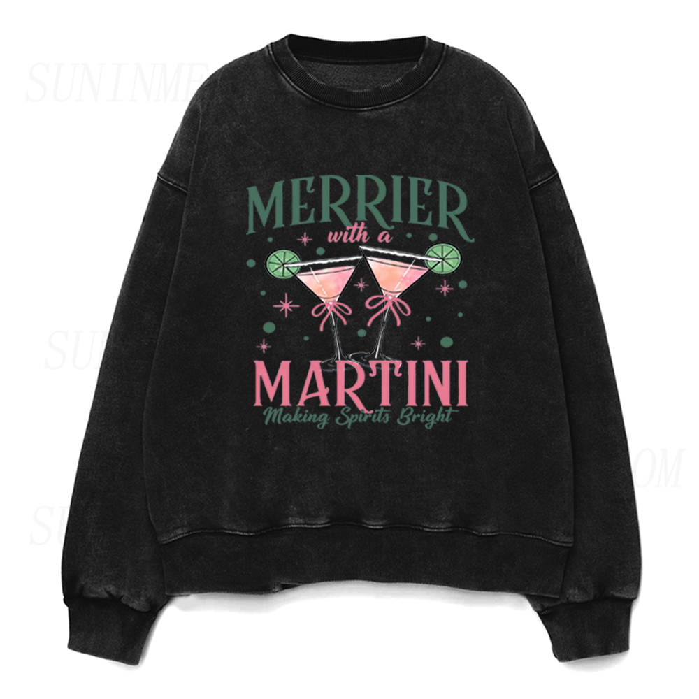 Christmas Martini Merrier With A Martini Unisex Crewneck Sweatshirt