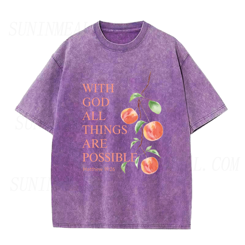 With God All Things Are Possible Peach Branch Unisex Tee
